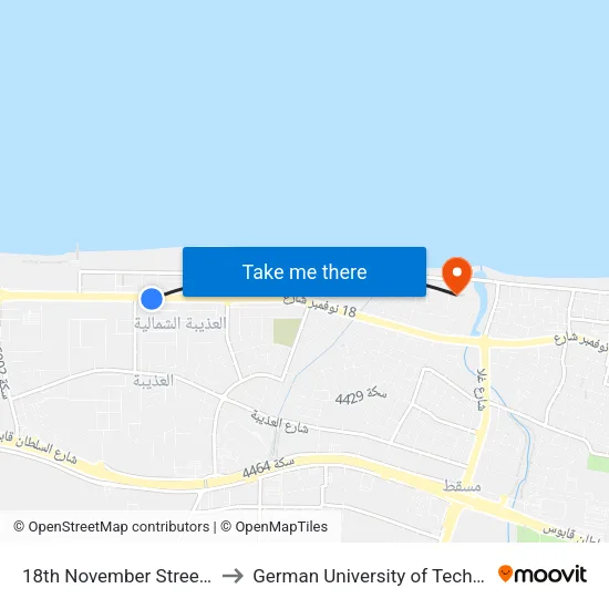 18th November Street, 489 to German University of Technology map