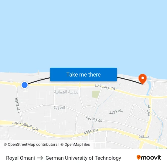 Royal Omani to German University of Technology map