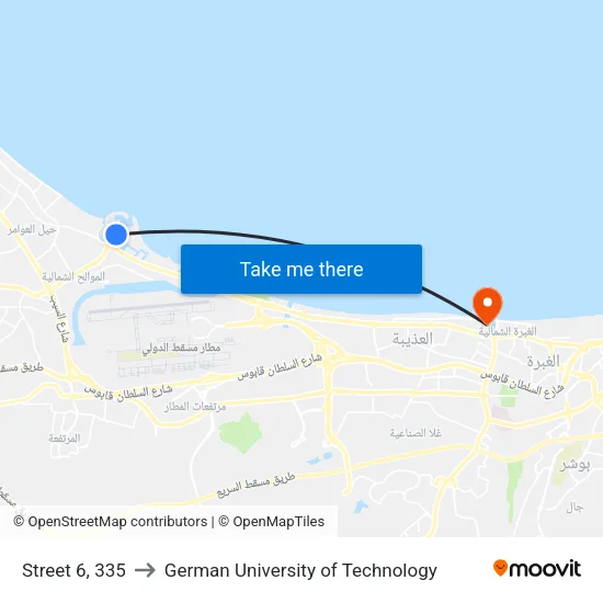 Street 6, 335 to German University of Technology map