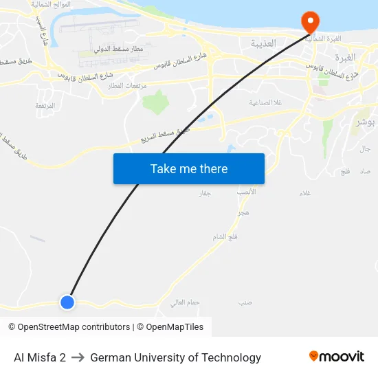 Al Misfa 2 to German University of Technology map