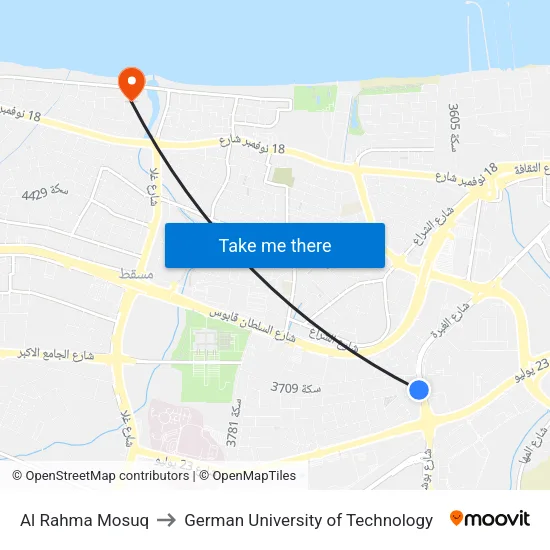 Al Rahma Mosuq to German University of Technology map