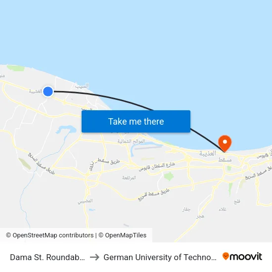 Dama St. Roundabout to German University of Technology map