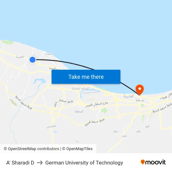A' Sharadi D to German University of Technology map
