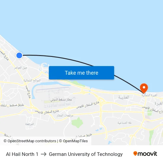 Al Hail North 1 to German University of Technology map