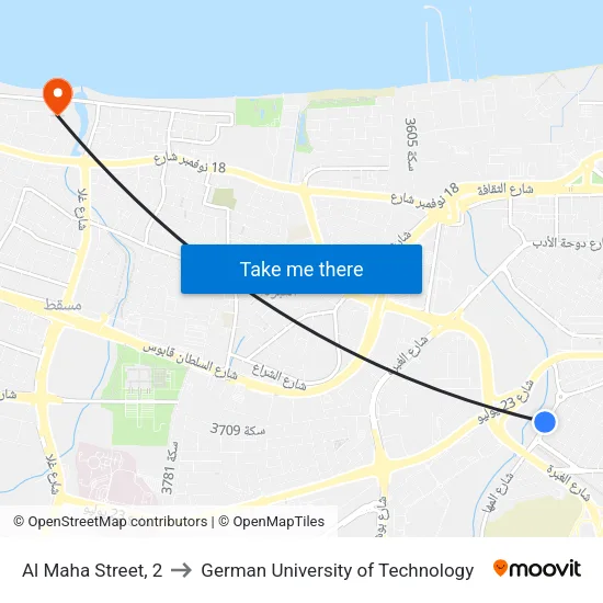 Al Maha Street, 2 to German University of Technology map