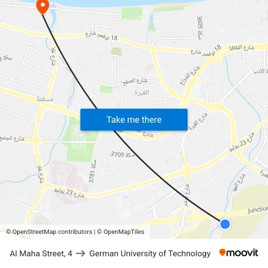Al Maha Street, 4 to German University of Technology map