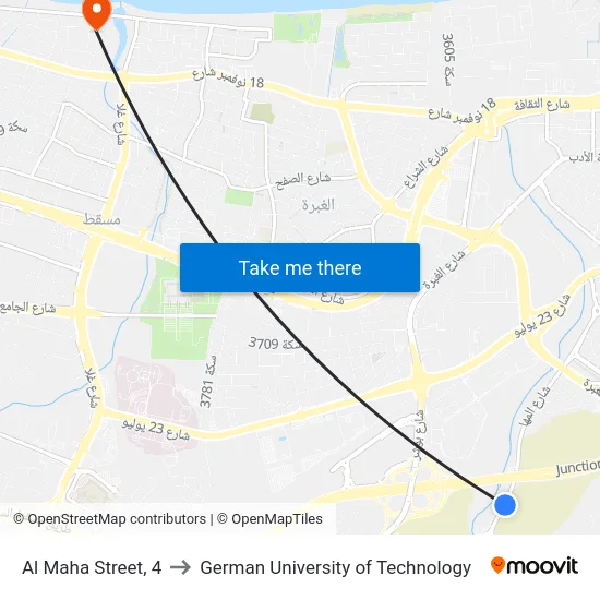 Al Maha Street, 4 to German University of Technology map