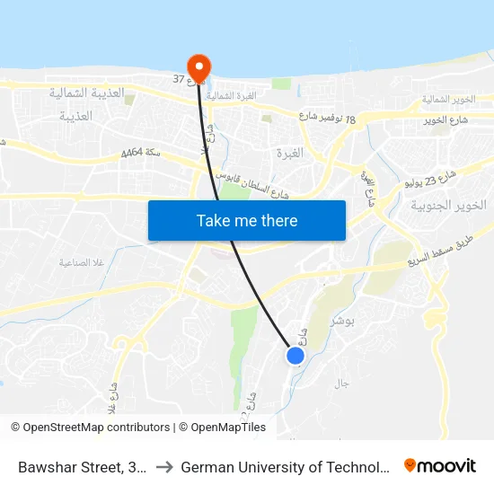 Bawshar Street, 329 to German University of Technology map