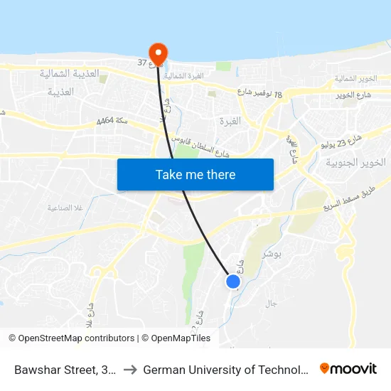 Bawshar Street, 329 to German University of Technology map