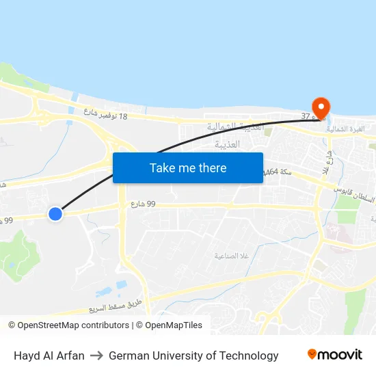 Hayd Al Arfan to German University of Technology map