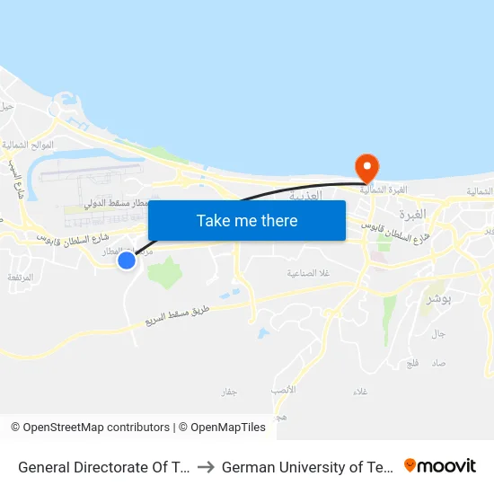 General Directorate Of Transport to German University of Technology map