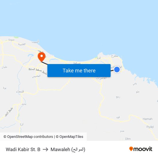 Wadi Kabir St. B to Mawaleh (الموالح) map