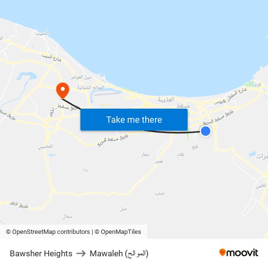Bawsher Heights to Mawaleh (الموالح) map