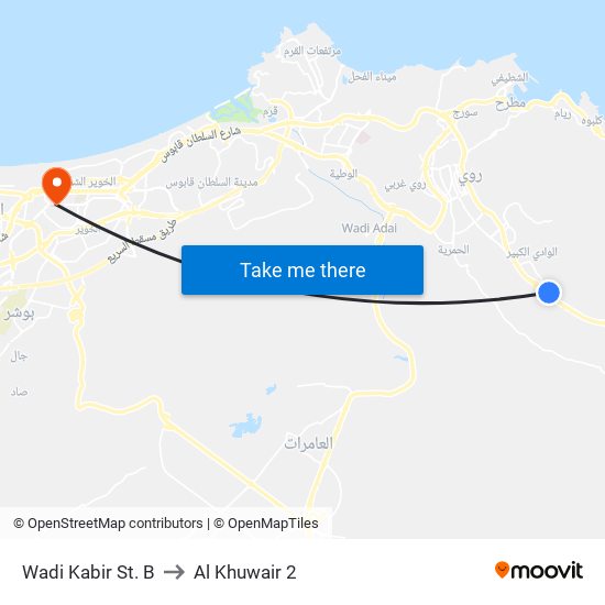Wadi Kabir St. B to Al Khuwair 2 map