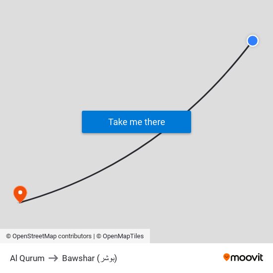 Al Qurum to Bawshar (بوشر) map