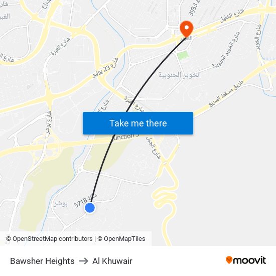 Bawsher Heights to Al Khuwair map