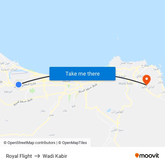 Royal Flight to Wadi Kabir map