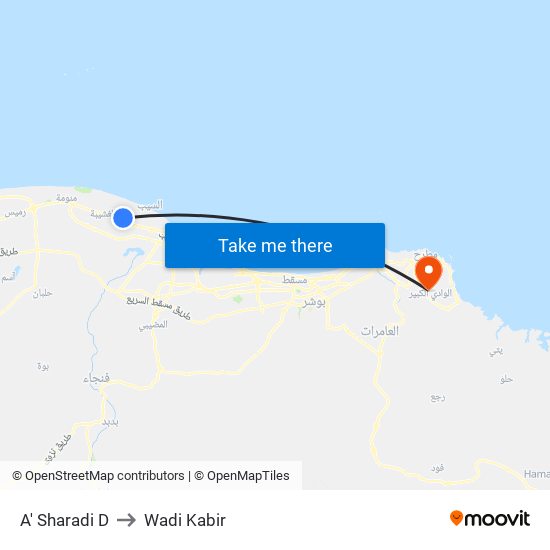 A' Sharadi D to Wadi Kabir map