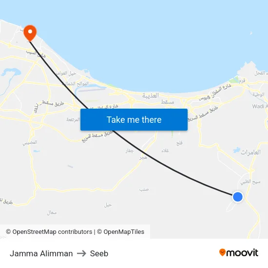 Jamma Alimman to Seeb map