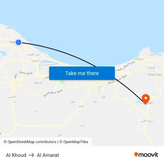 Al Khoud to Al Amarat map