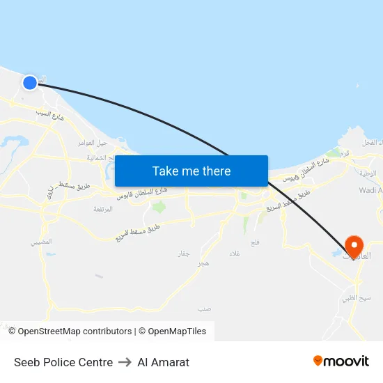 Seeb Police Centre to Al Amarat map