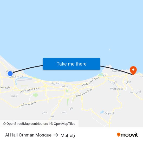 Al Hail Othman Mosque to Muţraḩ map