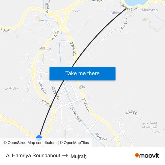 Al Hamriya Roundabout to Muţraḩ map