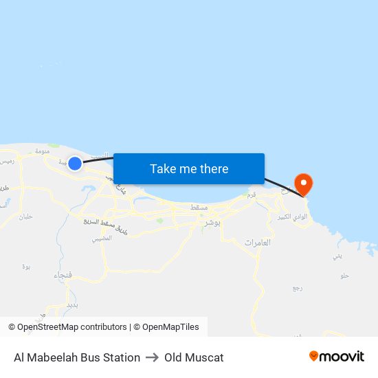 Al Mabeelah Bus Station to Old Muscat map