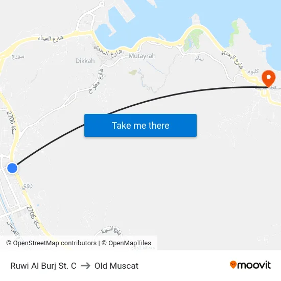 Ruwi Al Burj St. C to Old Muscat map