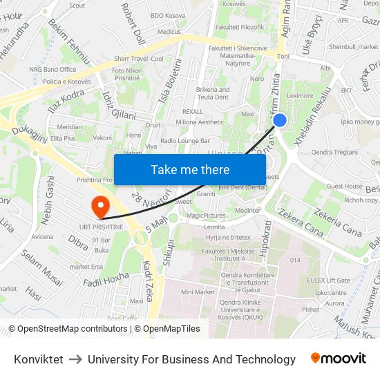 Konviktet to University For Business And Technology map