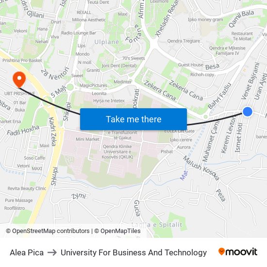 Alea Pica to University For Business And Technology map