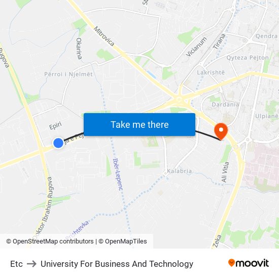 Etc to University For Business And Technology map