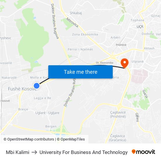 Mbi Kalimi to University For Business And Technology map