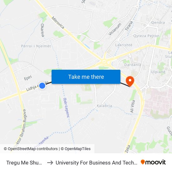 Tregu Me Shumice to University For Business And Technology map