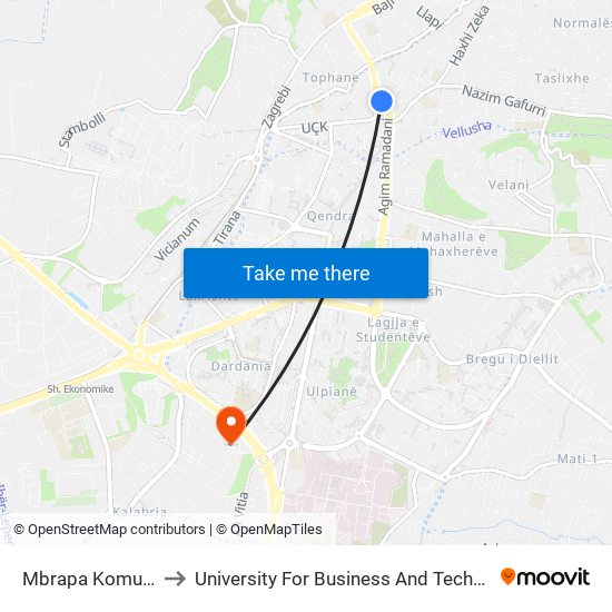 Mbrapa Komunes to University For Business And Technology map