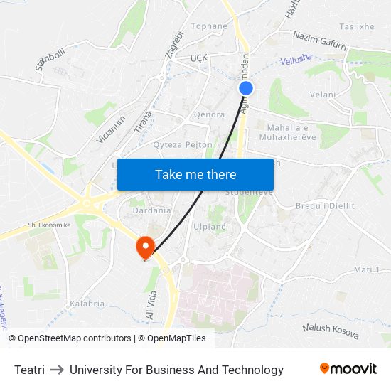 Teatri to University For Business And Technology map