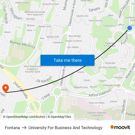 Fontana to University For Business And Technology map