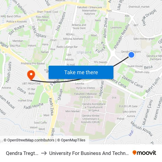 Qendra Tregtare to University For Business And Technology map