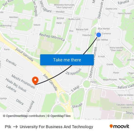 Ptk to University For Business And Technology map