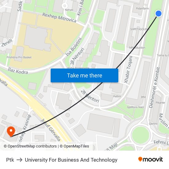 Ptk to University For Business And Technology map