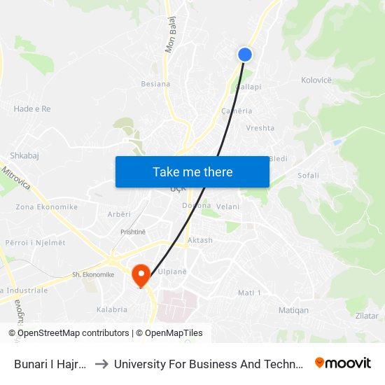 Bunari I Hajratit to University For Business And Technology map