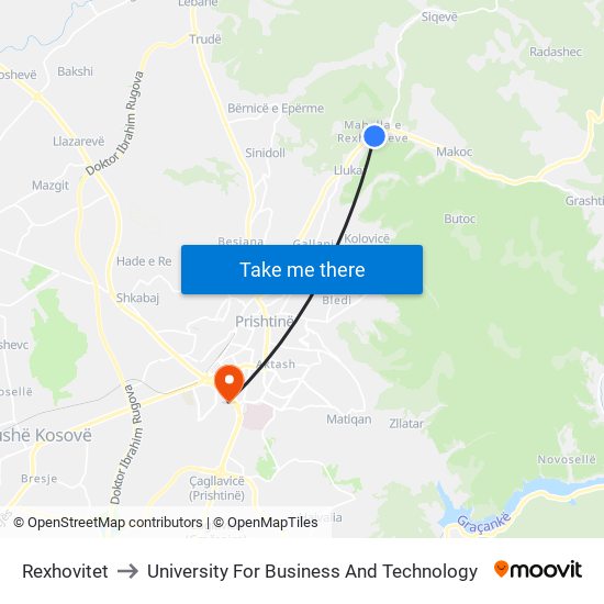 Rexhovitet to University For Business And Technology map
