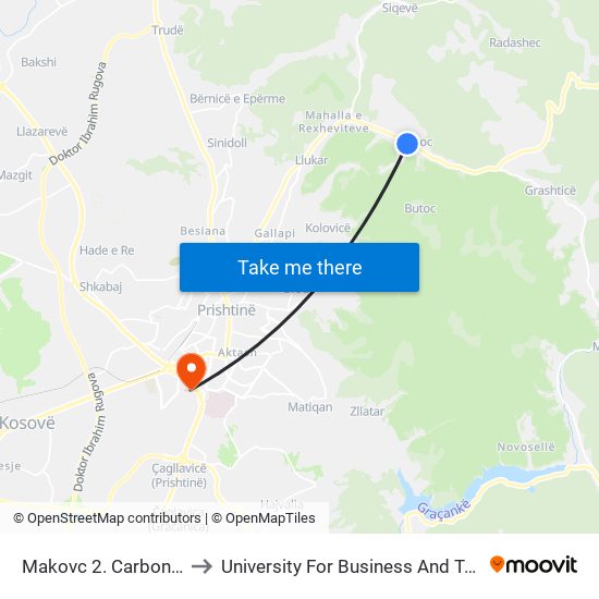 Makovc 2. Carbon Petrol to University For Business And Technology map