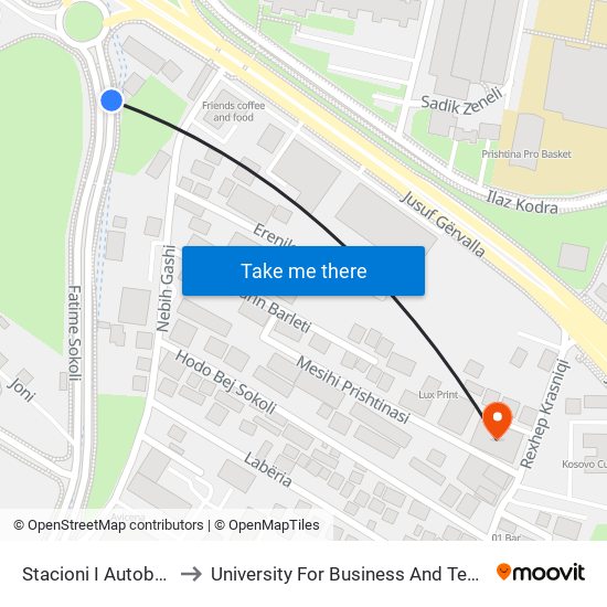 Stacioni I Autobuseve to University For Business And Technology map