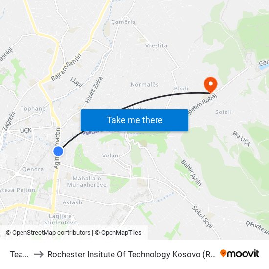 Teatri to Rochester Insitute Of Technology Kosovo (Rit) map