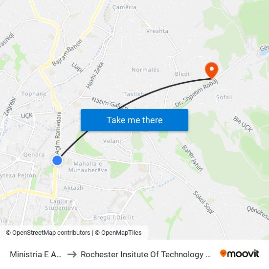 Ministria E Arsimit to Rochester Insitute Of Technology Kosovo (Rit) map