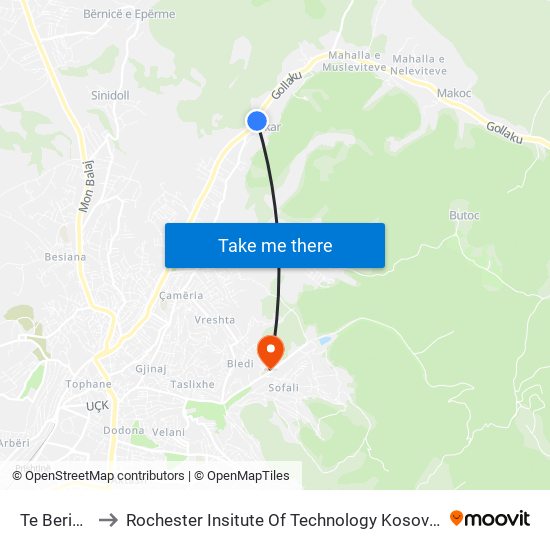 Te Berisha to Rochester Insitute Of Technology Kosovo (Rit) map