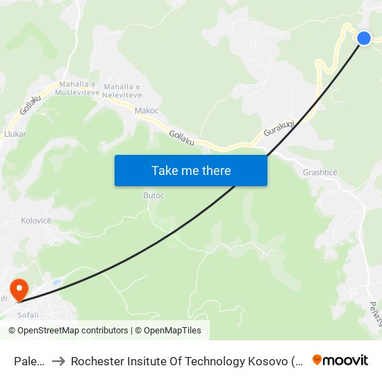 Palect to Rochester Insitute Of Technology Kosovo (Rit) map