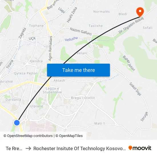Te Rrethi to Rochester Insitute Of Technology Kosovo (Rit) map