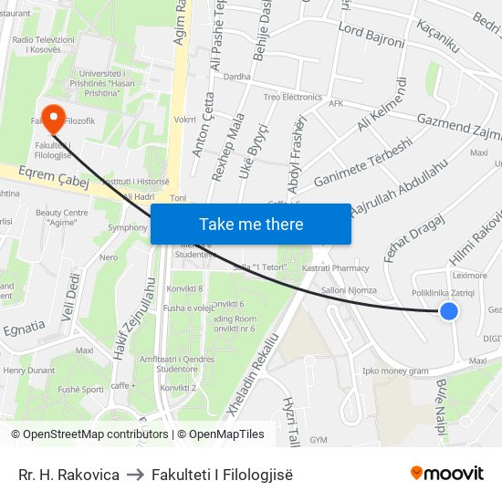 Rr. H. Rakovica to Fakulteti I Filologjisë map